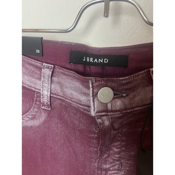 NWT J Brand Super Skinny Low Rise Coated Jeans Women’s Sz 28 Maroon Red - Picture 4 of 9